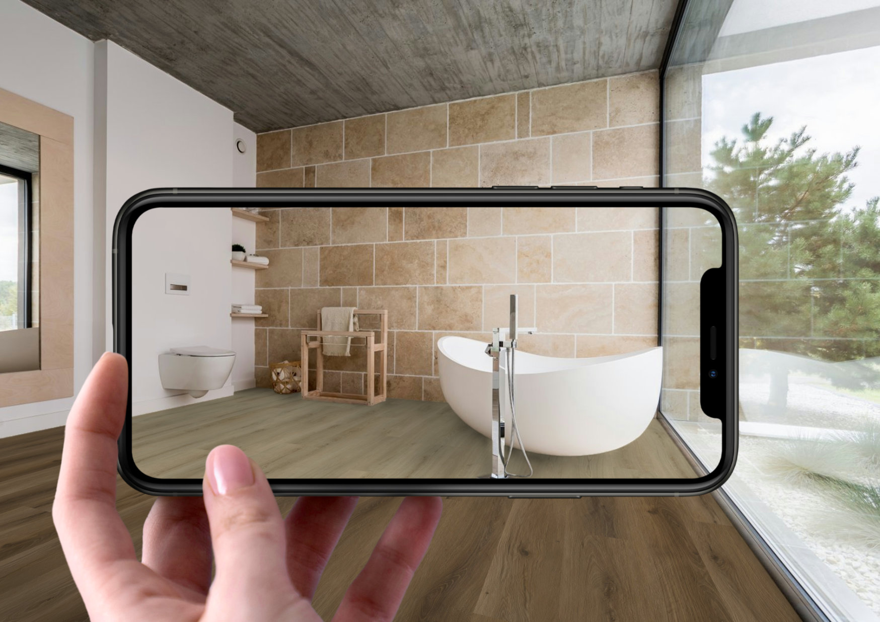 NovoCore Flooring Visualiser bathroom Cabana vs Lodge